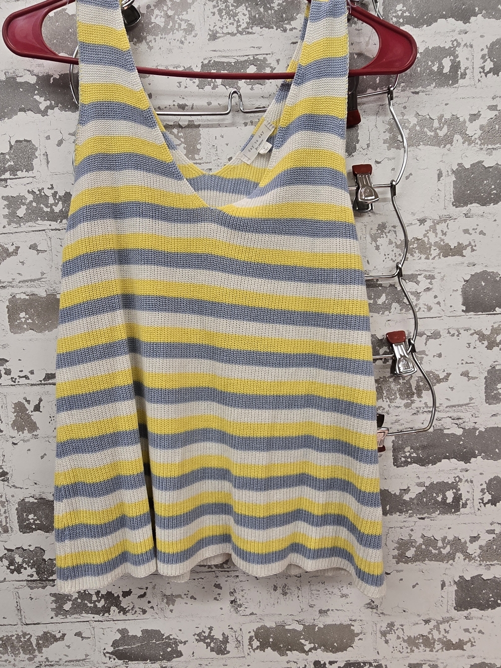 Blu Pepper Striped Knit Tank in Yellow, Light Blue & White